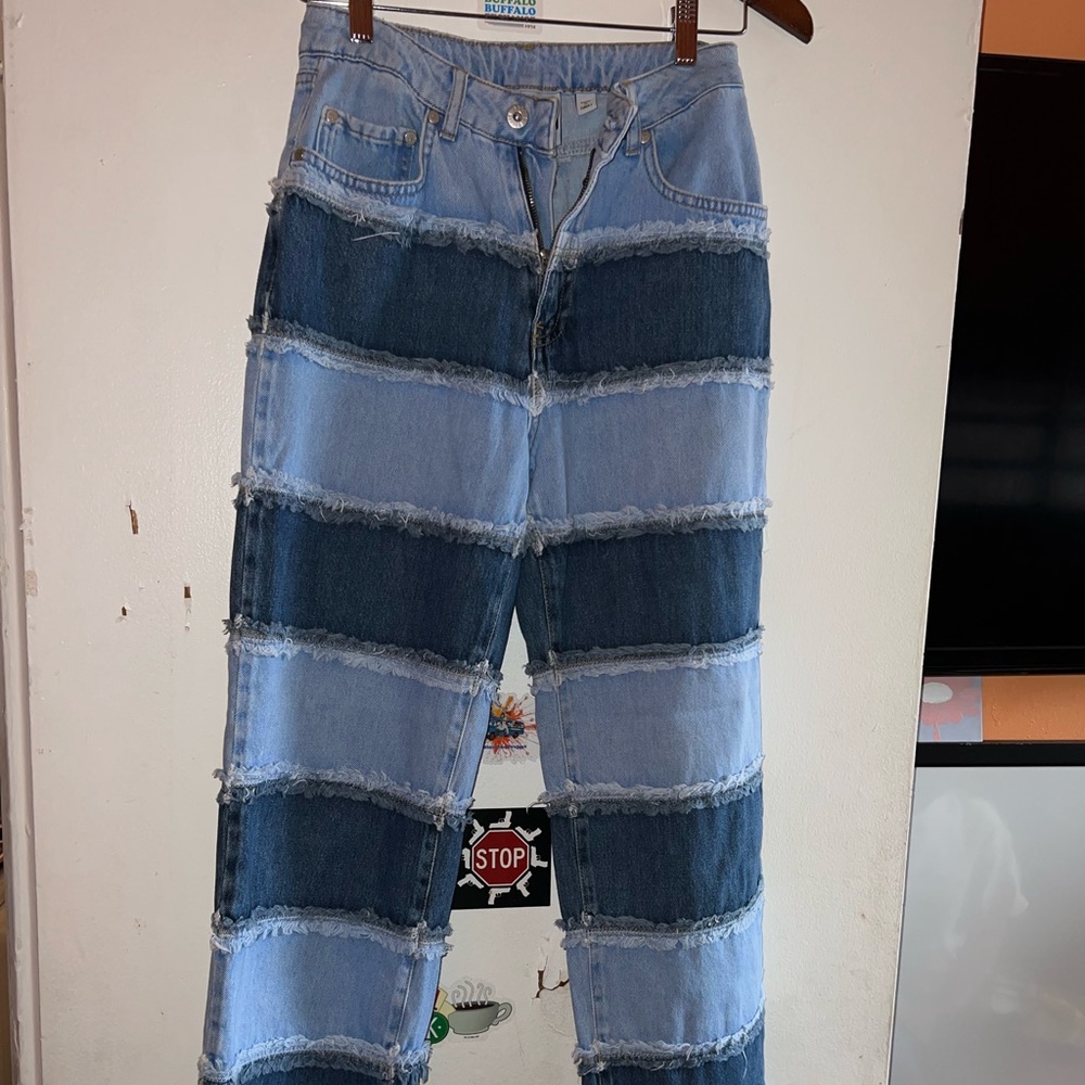Light and dark blue style jeans